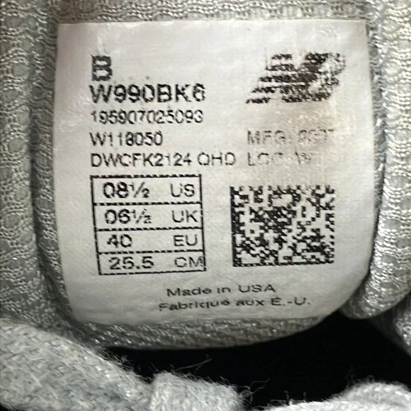 New Balance 990 v6 Made in USA W990BK6 Athletic Running Sneaker Shoes‎ Women 8.5 - Picture 6 of 10